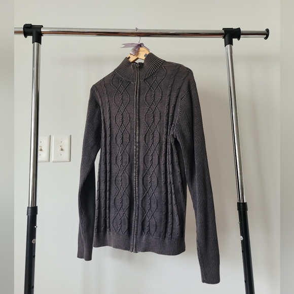 Park Slope Other - Y2K Charcoal Ribbed Knit Zip-Up